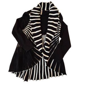 Shoreline Womens Black White Stripe Shawl Collar Cardigan Sweater Small/Medium